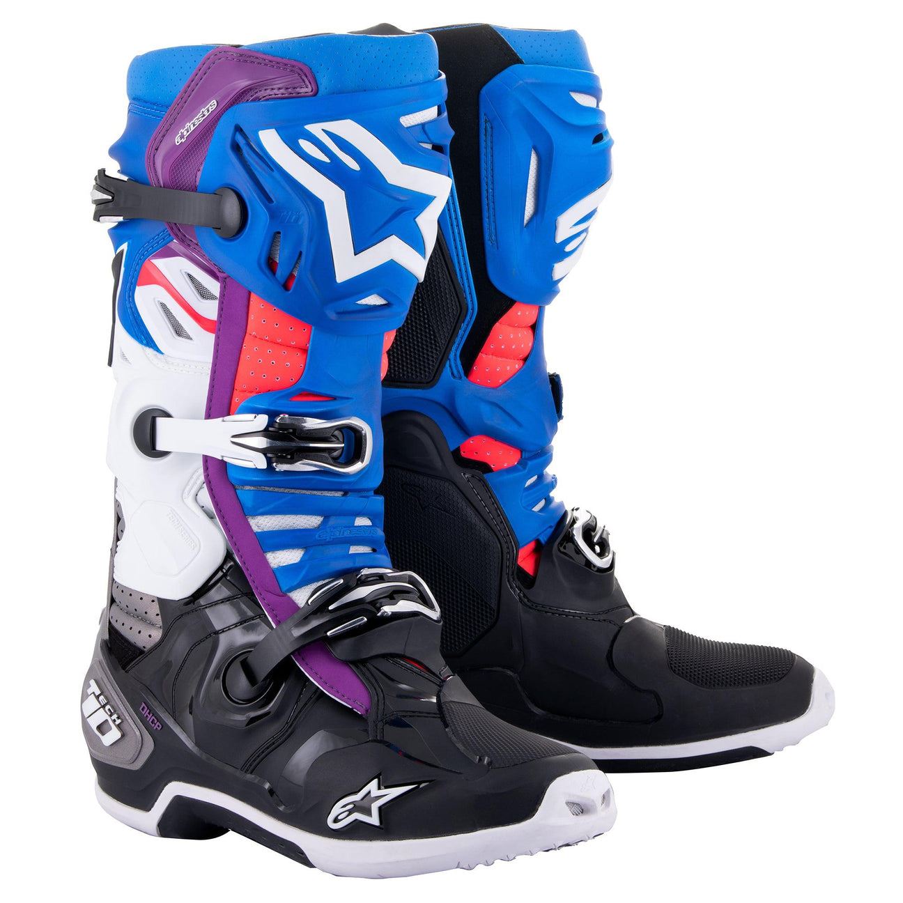 Alpinestars 2024 Tech 10 Supervented Motocross Boots Black Enamel Blue Purple White
